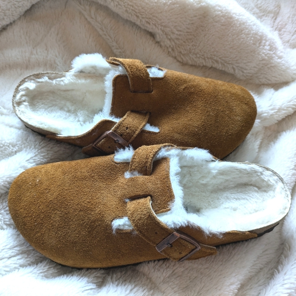 BIRKENSTOCK Brown Shearling Boston Clog Size 40 Medium/Narrow